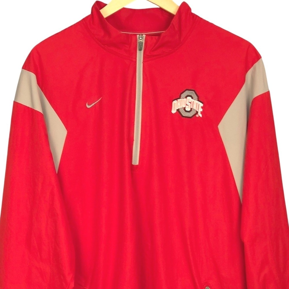 Nike Ohio State Buckeyes Storm FIT 1/4 Zip Jacket Mens XL Red Gray Windbreaker